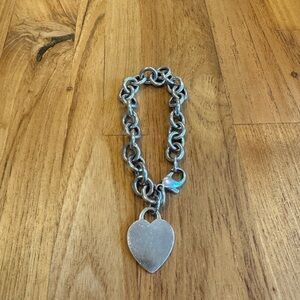 Tiffany & Co. Sterling Silver Heart Charm Bracelet 7.”